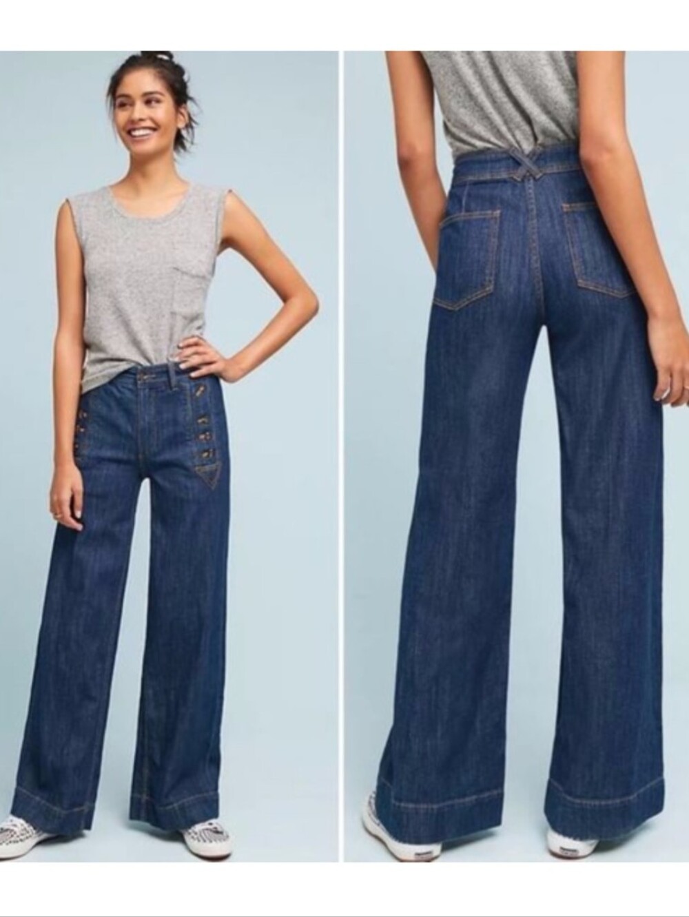 ANTHROPOLOGIE Pilcro Starboard Wide Leg Jeans Size 27 - Picture 1 of 14
